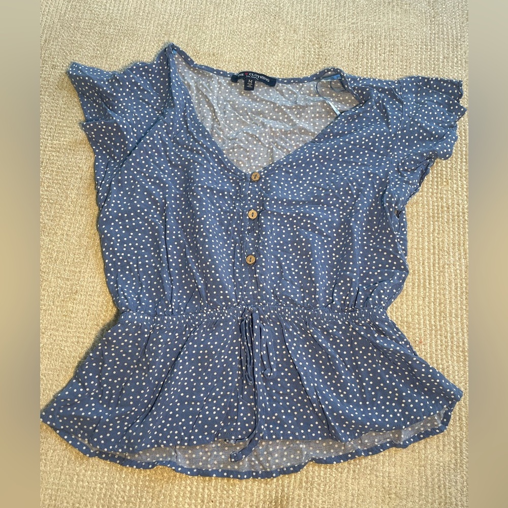 Polka dot button up tee